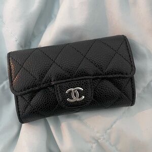 Black leather chanel wallet